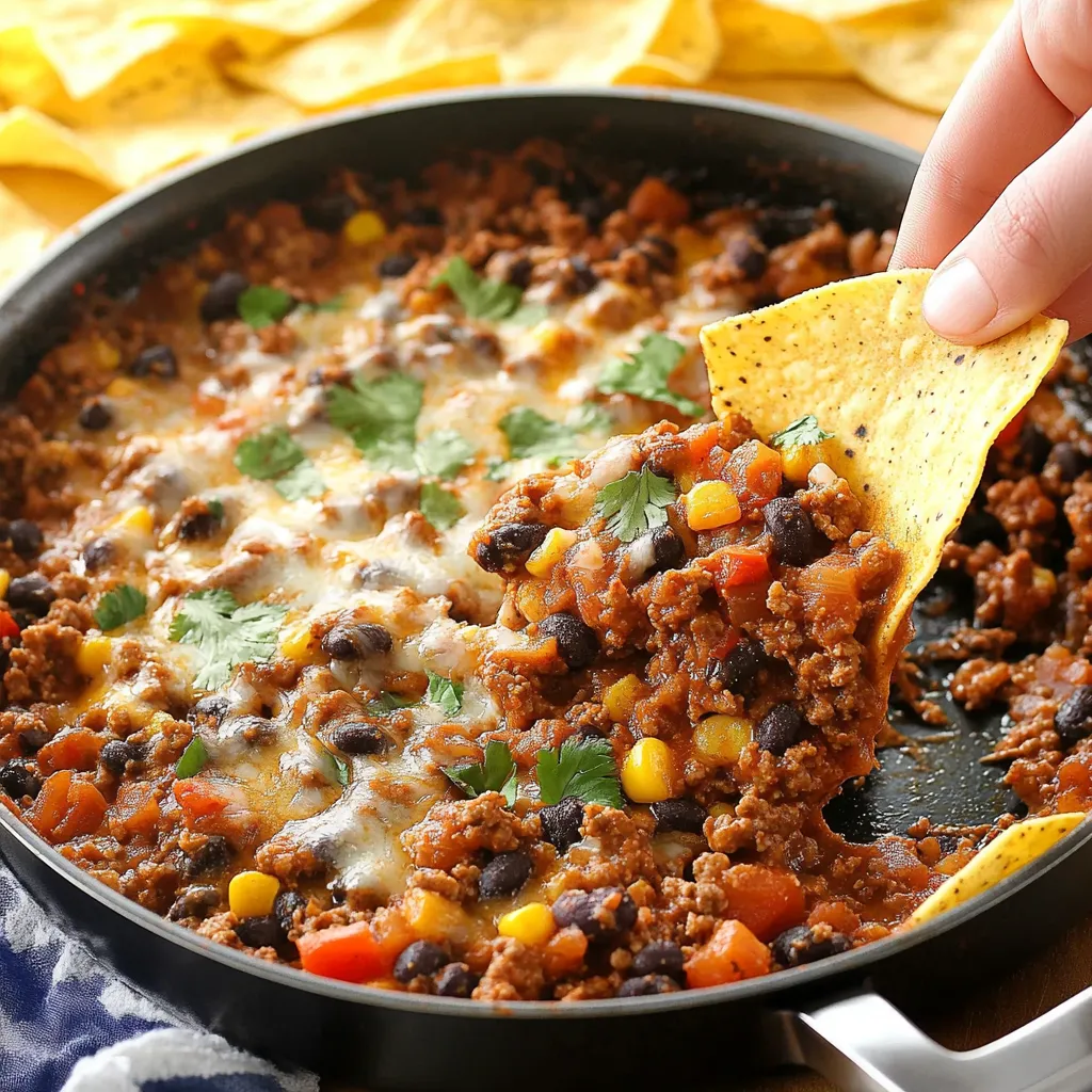 Mexican Ground Beef Dip with Corn Chips