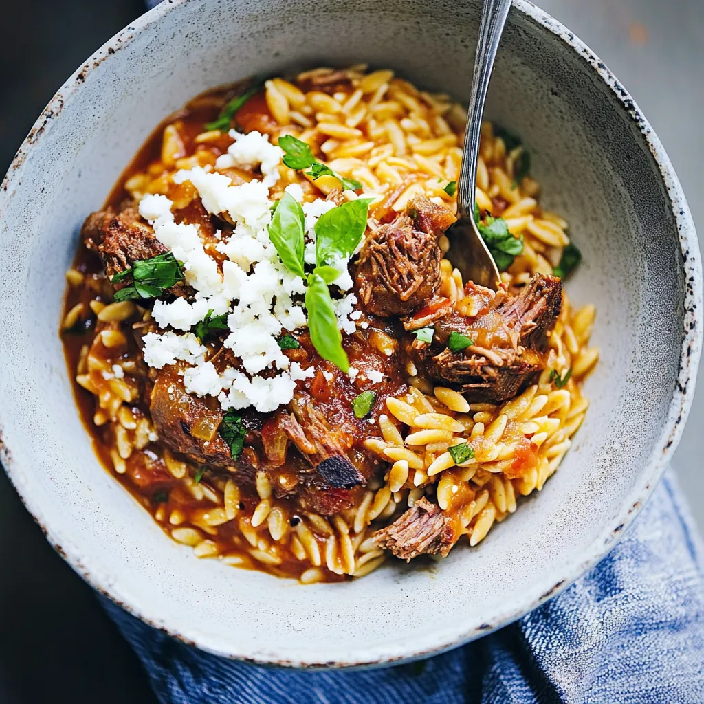 Slow-Cooked Lamb with Orzo 6 Tender Lamb with Orzo in Tomato Sauce