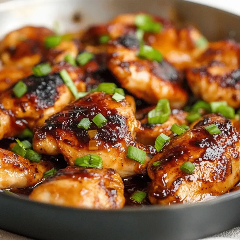 Chipotle Honey Chicken Recipe 7 Close-up of juicy, caramelized chipotle honey chicken with charred edges and green onion garnish