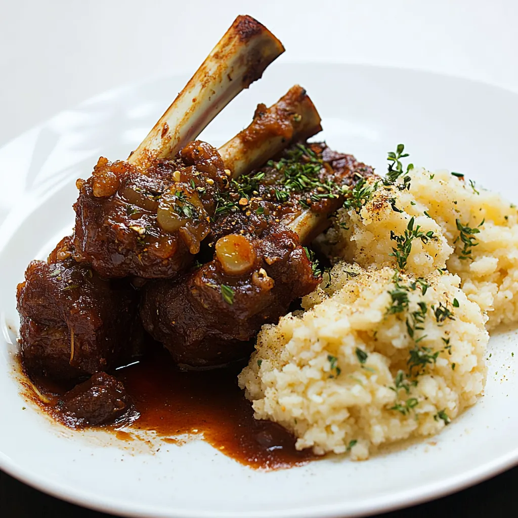 Lamb Shank Meat Recipe 9 Glazed lamb shank topped with rosemary and diced onions in a deep brown sauce
