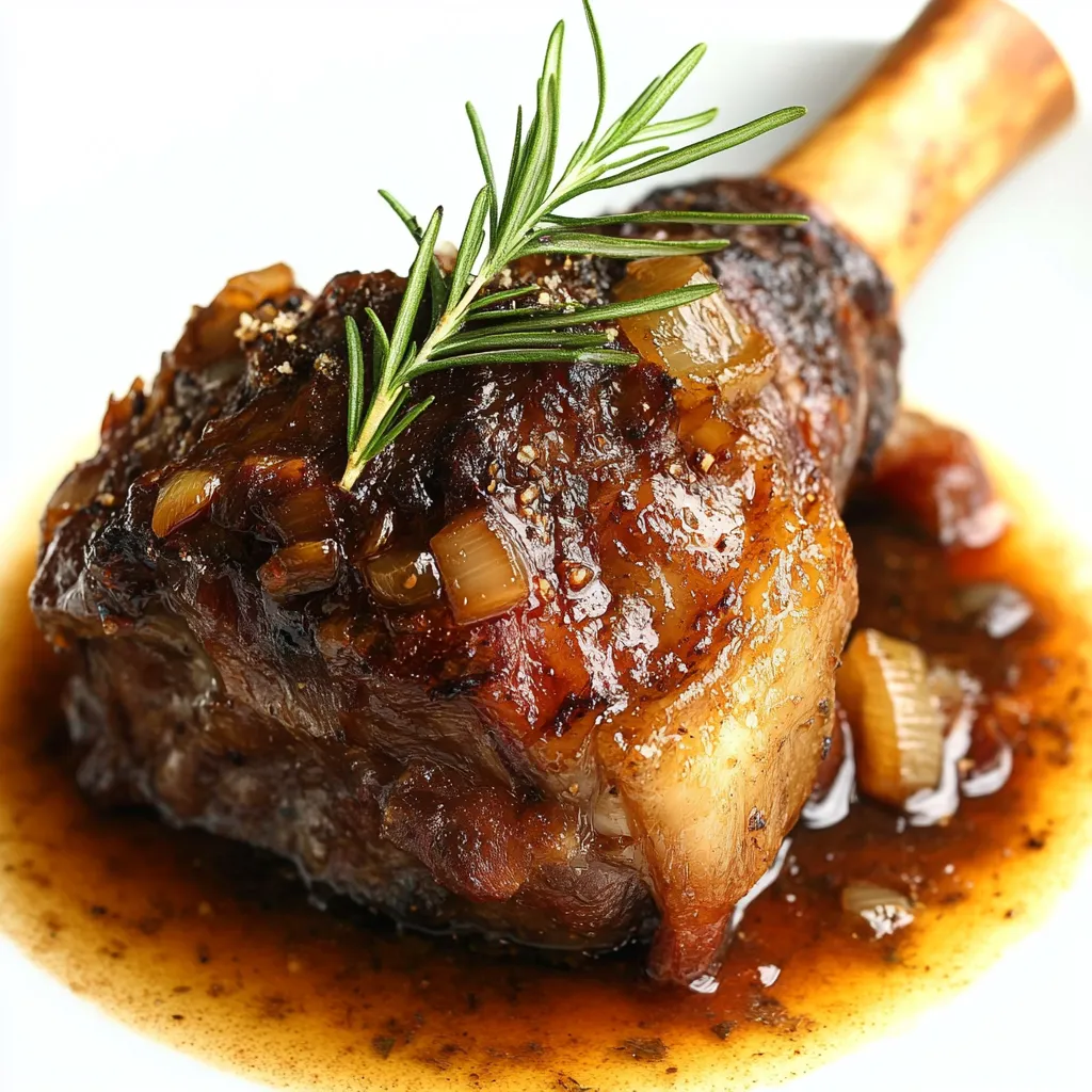 Lamb Shank Meat Recipe 8 Braised lamb shanks plated with creamy mashed cauliflower and fresh thyme